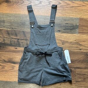 Gray Overall Shorts with Front Pocket